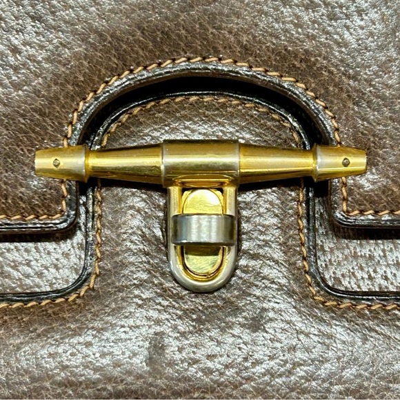 Vintage Gucci Brown Leather Top Handle Bag with Dust Bag – Made in Italy - Picture 3 of 16